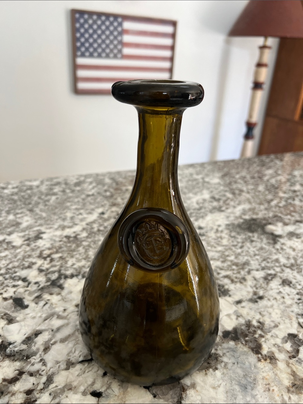 Holmegaard Olive Green Embossed Bottle Vase